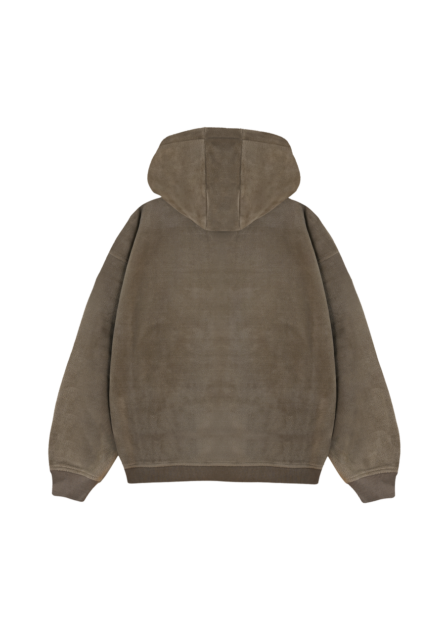 Brown fuzzy hoodie sales