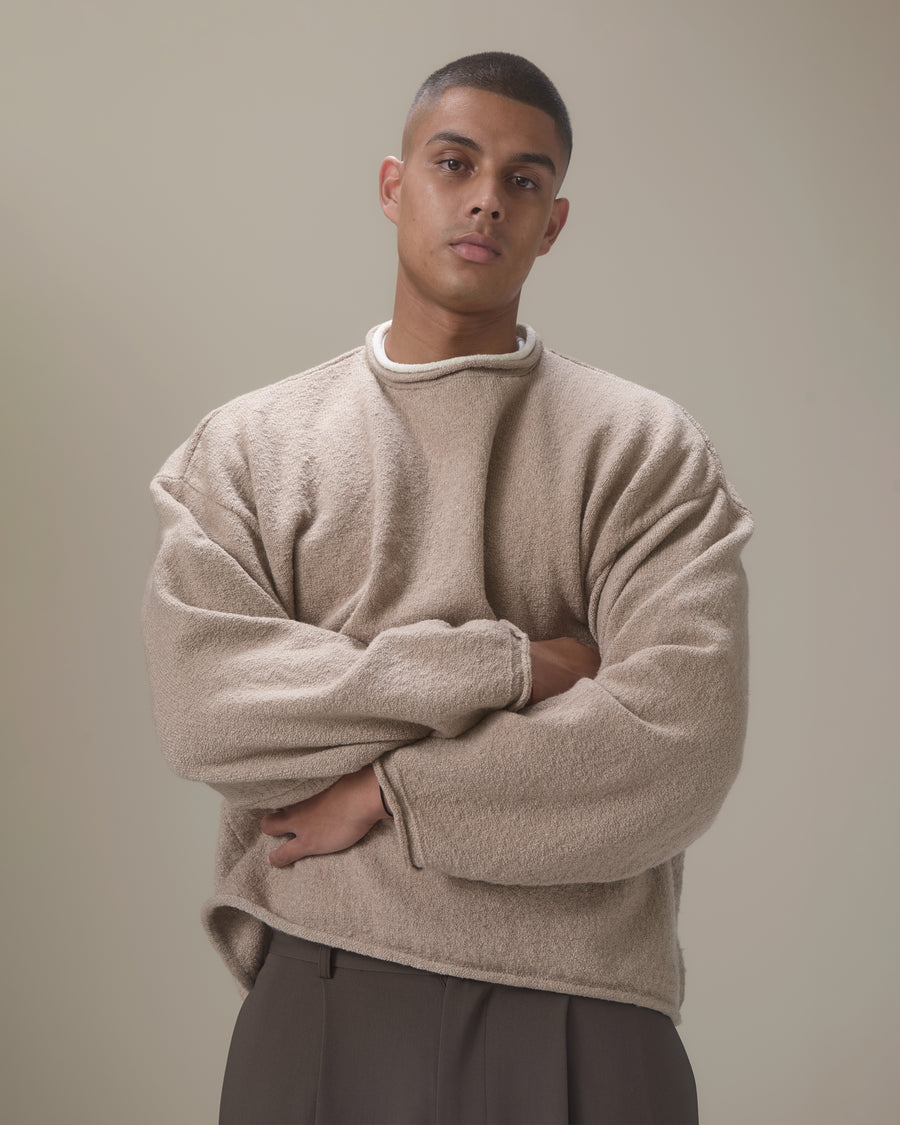 Parker Layered Knit Jumper in Beige