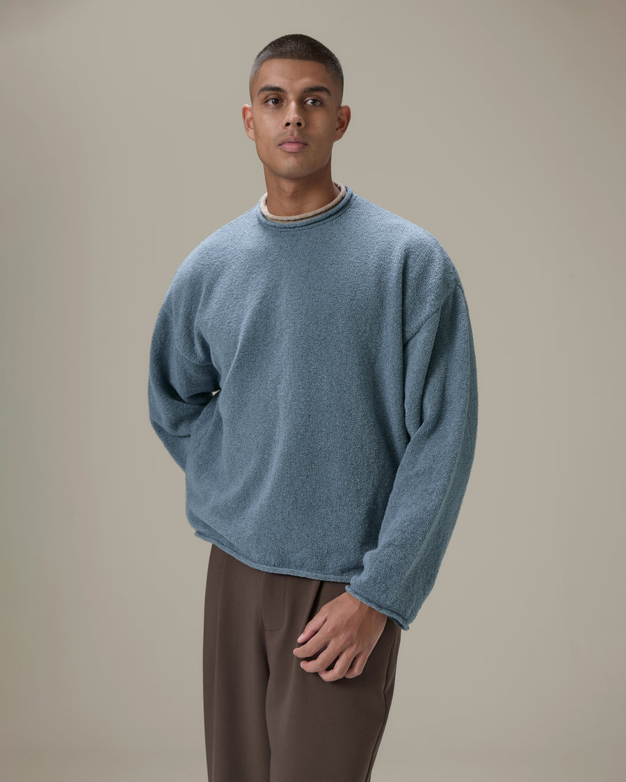 Parker Layered Knit Jumper in Blue