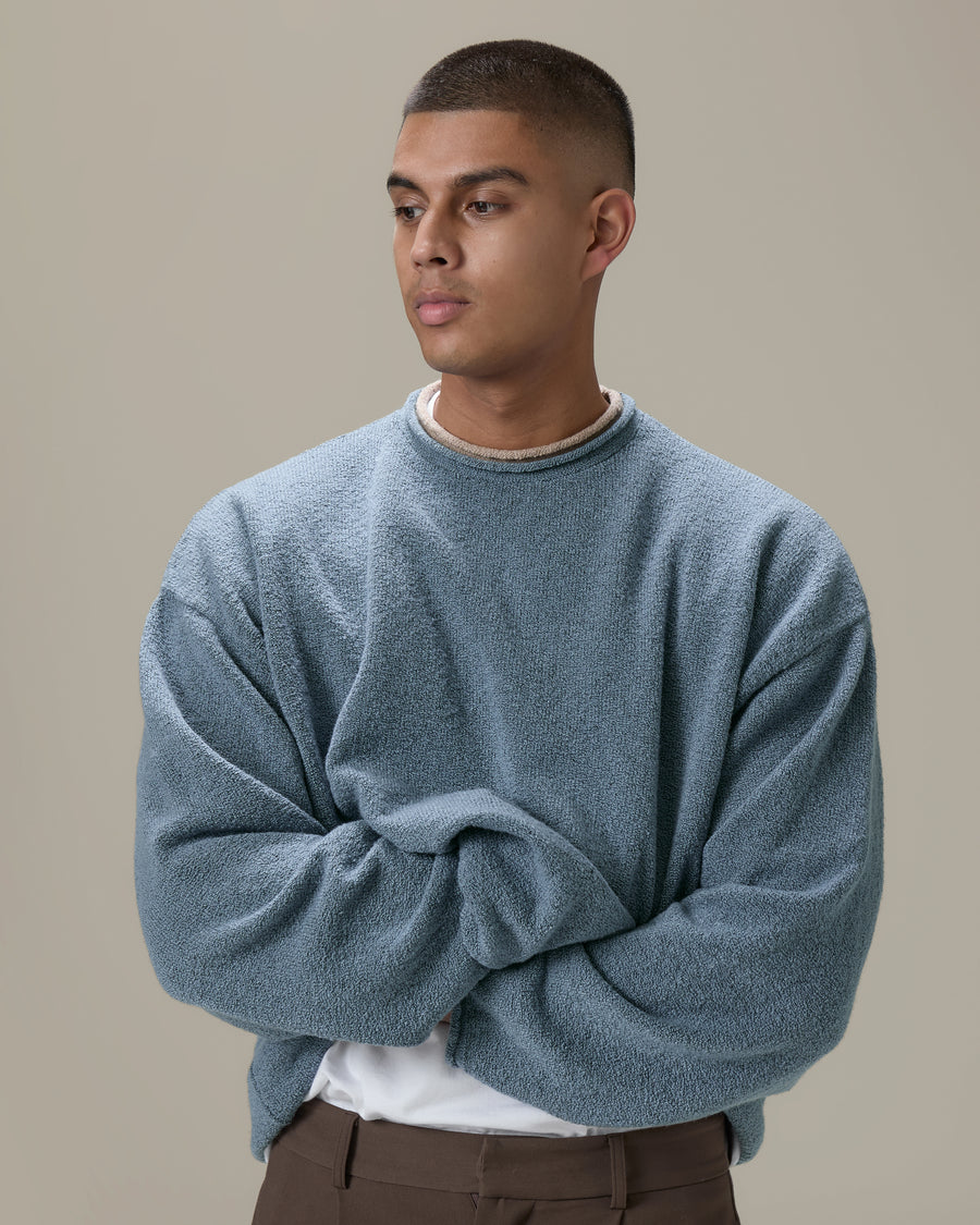 Parker Layered Knit Jumper in Blue