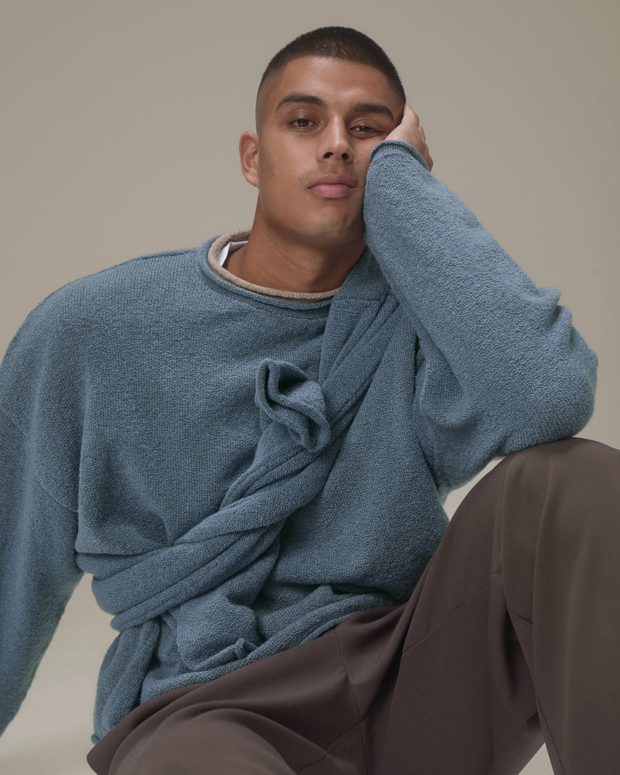 Parker Layered Knit Jumper in Blue